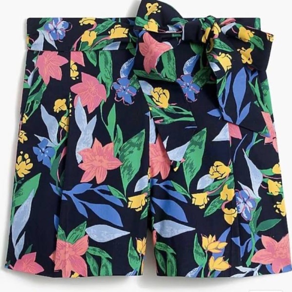 NWOT J Crew Floral Tie Waist Short in Cotton Poplin - Picture 8 of 8